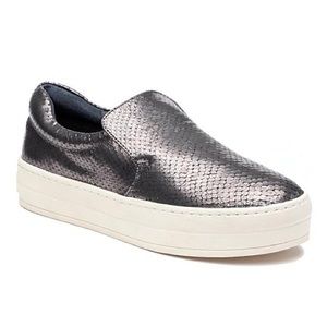 New! - Metallic Pewter Snakeskin J/Slide Sneakers